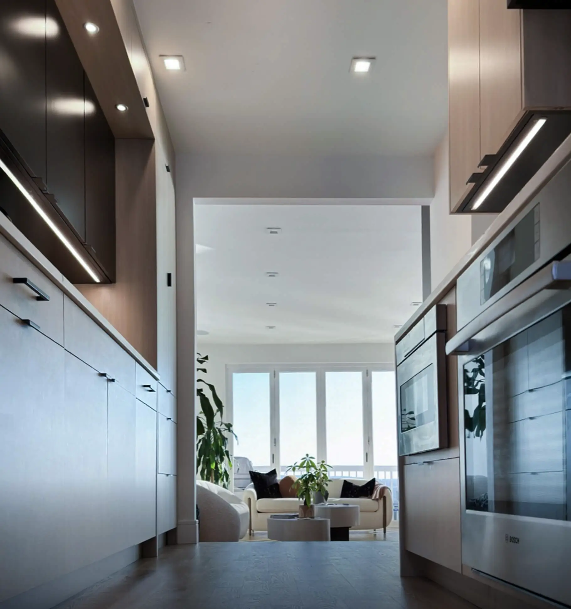 Integrated LED recessed counter lightning
